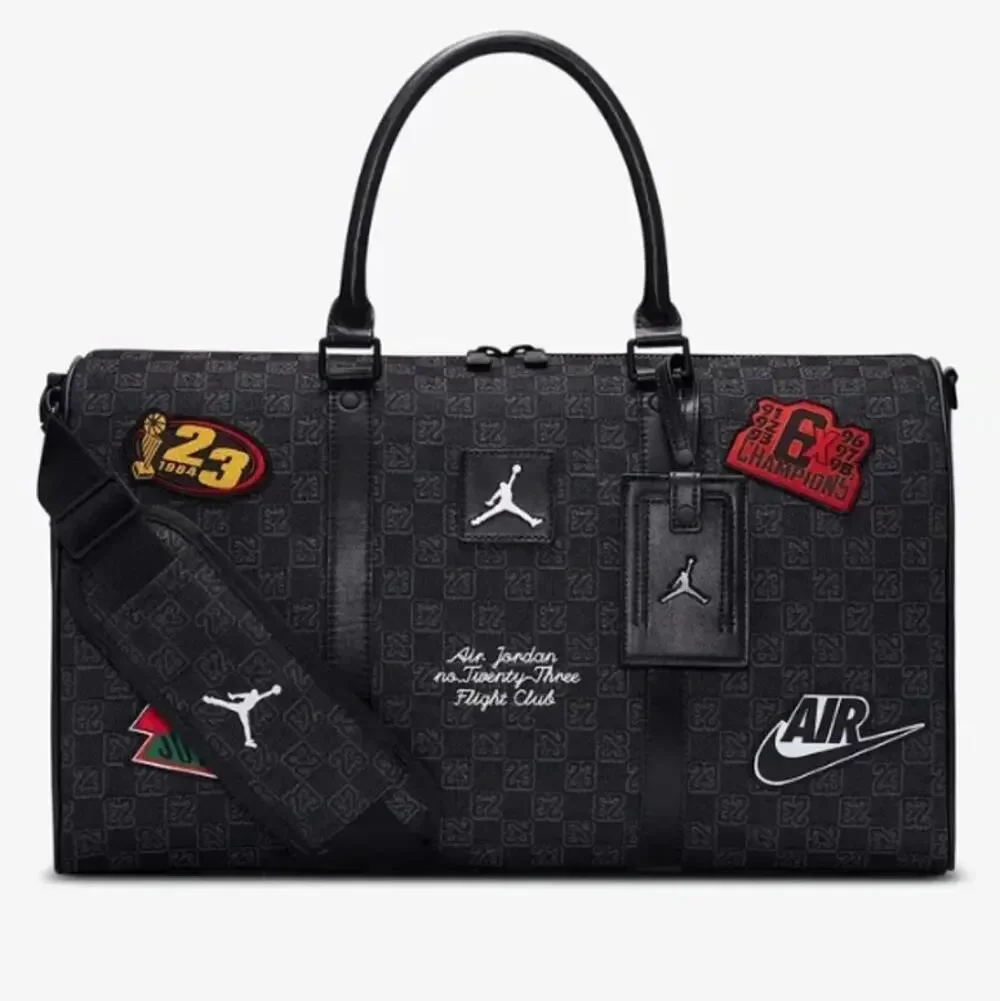 Mens Size M Air Jordan Duffel Bag 23 Flight Club Monogram Black MM9157-023